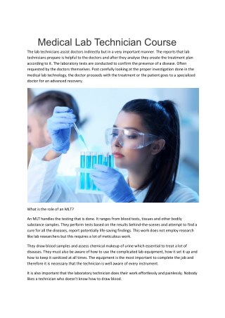 Medical Lab Technician Course