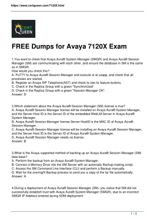 CertQueen Avaya 7120X Exam Questions