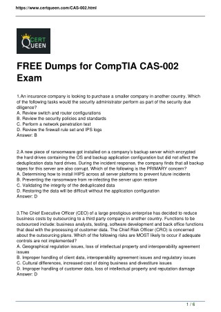 CertQueen CompTIA CASP CAS-002 Questions and Answers