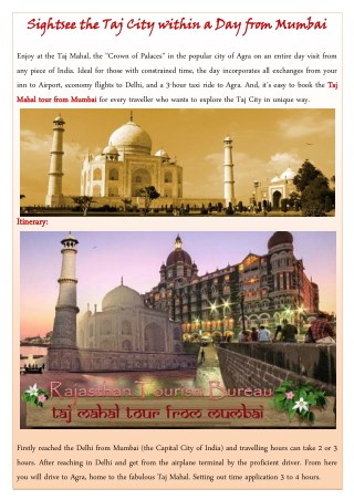 Sightsee the Taj City within a Day from Mumbai