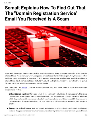 Semalt Explains How To Find Out That The "Domain Registration Service" Email You Received Is A Scam