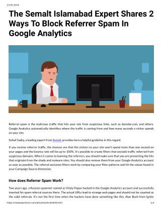 The Semalt Islamabad Expert Shares 2 Ways To Block Referrer Spam In Google Analytics