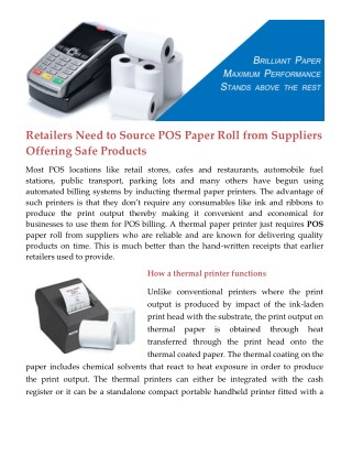 Retailers Need to Source POS Paper Roll from Suppliers Offering Safe Products