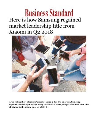 Samsung leads Xiaomi in Q2 2018: Know how Samsung regained market leadershipÂ 
