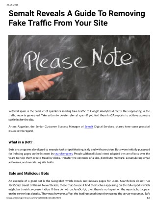 Semalt Reveals A Guide To Removing Fake Traffic From Your Site