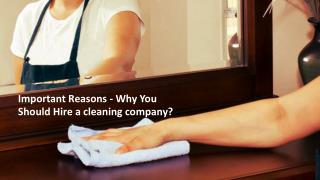 Important Reasons - Why You Should Hire a cleaning company?