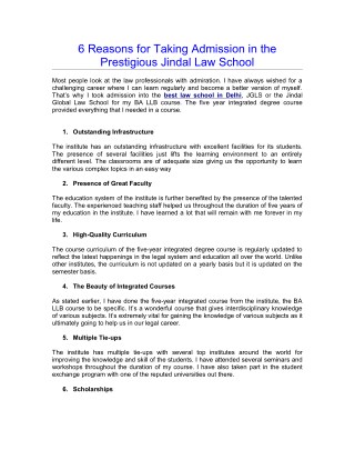 6 Reasons for Taking Admission in the Prestigious Jindal Law School