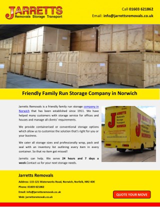 Friendly Family Run Storage Company in Norwich