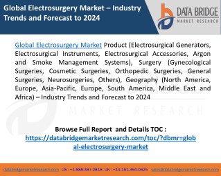 Global Electrosurgery Market â€“ Industry Trends and Forecast to 2024
