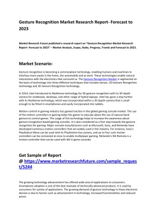 Gesture Recognition Market Professional Survey Report 2018 Analysis and Forecasts to 2023