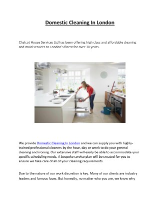 Domestic Cleaning In London