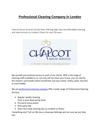 Professional Cleaning Company in London