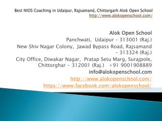 Best nios coaching in udaipur, rajsamand, chittorgarh alok open school