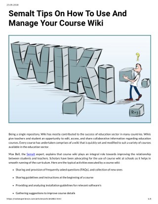 Semalt Tips On How To Use And Manage Your Course Wiki