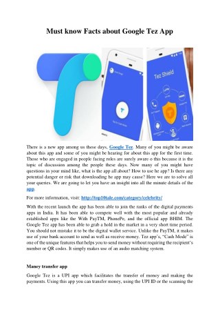 Must know Facts about Google Tez App