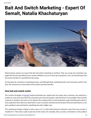 Bait And Switch Marketing - Expert Of Semalt, Natalia Khachaturyan