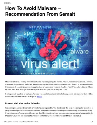 How To Avoid Malware â€“ Recommendation From Semalt