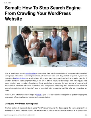 Semalt: How To Stop Search Engine From Crawling Your WordPress Website
