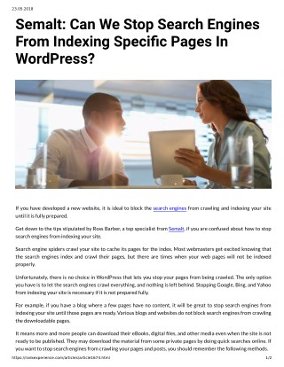 Semalt: Can We Stop Search Engines From Indexing Specific Pages In WordPress?