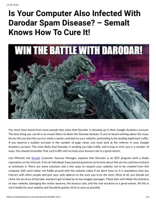 Is Your Computer Also Infected With Darodar Spam Disease? - Semalt Knows How To Cure It!