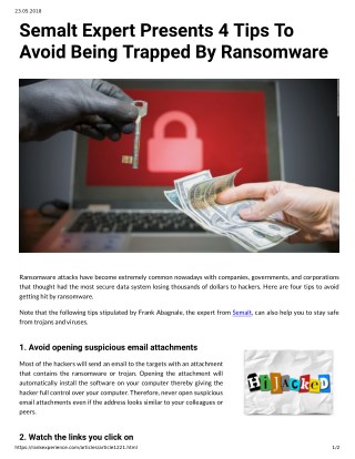 Semalt Expert Presents 4 Tips To Avoid Being Trapped By Ransomware