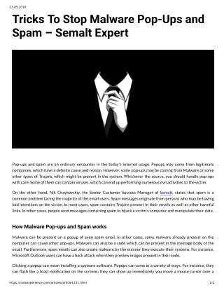 Tricks To Stop Malware Pop-Ups and Spam â€“ Semalt Expert