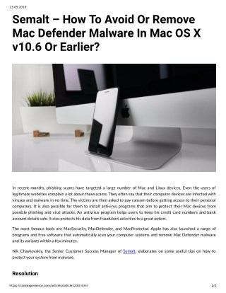 Semalt â€“ How To Avoid Or Remove Mac Defender Malware In Mac OS X v10.6 Or Earlier?