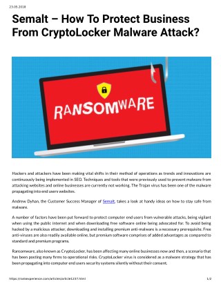 Semalt â€“ How To Protect Business From CryptoLocker Malware Attack?