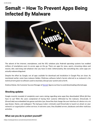 Semalt â€“ How To Prevent Apps Being Infected By Malware