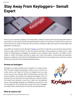 Stay Away From Keyloggersâ€“ Semalt Expert