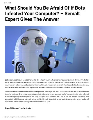 What Should You Be Afraid Of If Bots Infected Your Computer Semalt Expert Gives The Answer