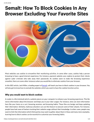 Semalt How To Block Cookies In Any Browser Excluding Your Favorite Sites