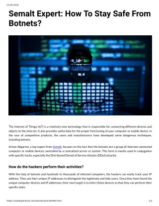 Semalt Expert How To Stay Safe From Botnets