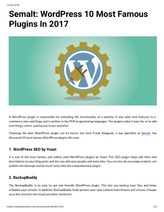 Semalt WordPress 10 Most Famous Plugins In 2017