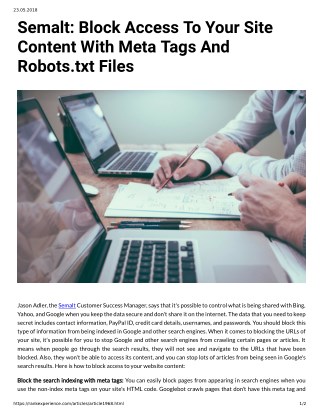 Semalt Block Access To Your Site Content With Meta Tags And Robots.txt Files