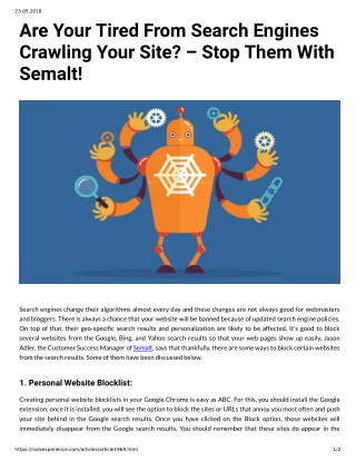 Are Your Tired From Search Engines Crawling Your Site? â€“ Stop Them With Semalt!