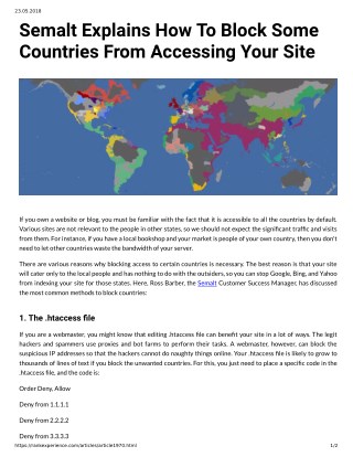 Semalt Explains How To Block Some Countries From Accessing Your Site