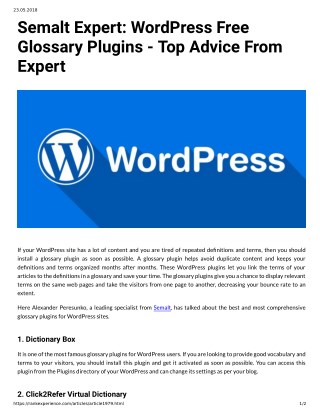 Semalt Expert WordPress Free Glossary Plugins Top Advice From Expert