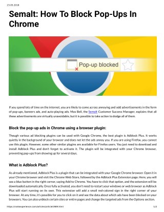 Semalt: How To Block Pop-Ups In Chrome