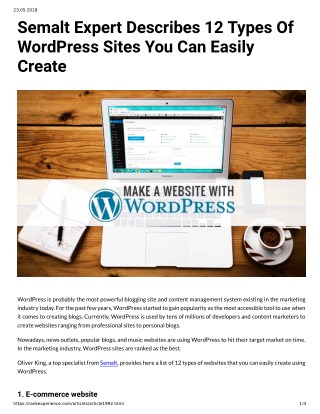 Semalt Expert Describes 12 Types Of WordPress Sites You Can Easily Create