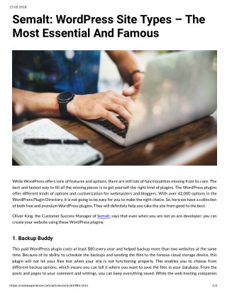 Semalt: WordPress Site Types The Most Essential And Famous