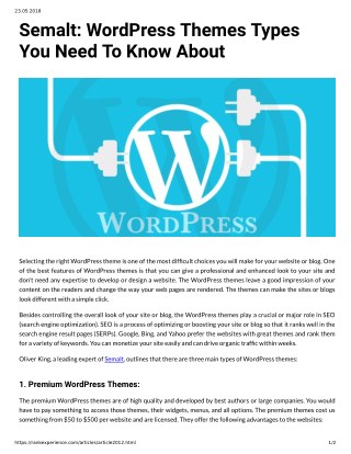 Semalt: WordPress Themes Types You Need To Know About