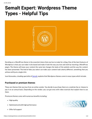 Semalt Expert: Wordpress Theme Types Helpful Tips