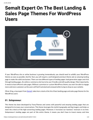 Semalt Expert On The Best Landing & Sales Page Themes For WordPress Users