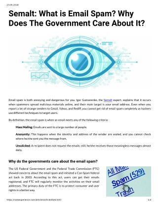 Semalt: What is Email Spam? Why Does The Government Care About It