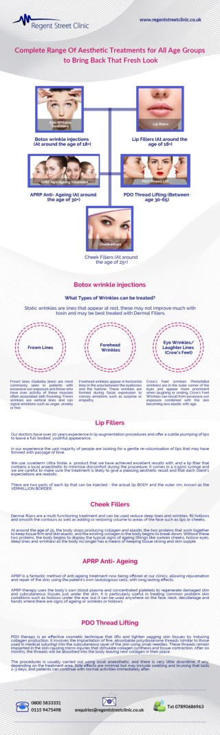 Complete range of Aesthetic treatments for all age groups