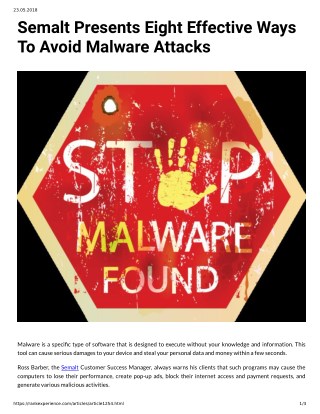 Semalt Presents Eight Effective Ways To Avoid Malware Attacks