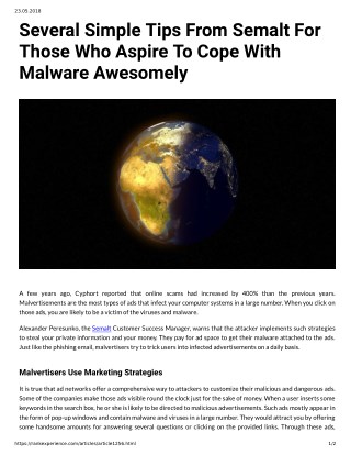 Several Simple Tips From Semalt For Those Who Aspire To Cope With Malware Awesomely