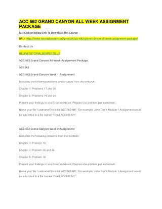ACC 662 GRAND CANYON ALL WEEK ASSIGNMENT PACKAGE