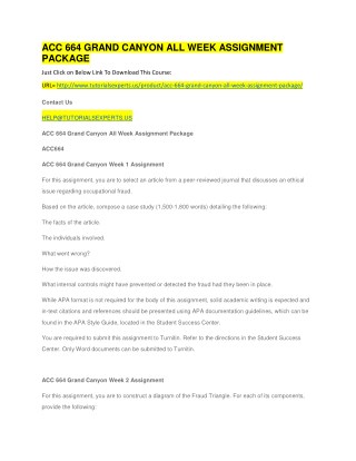 ACC 664 GRAND CANYON ALL WEEK ASSIGNMENT PACKAGE